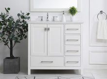 36 Inch Single Bathroom Vanity In White With Backsplash