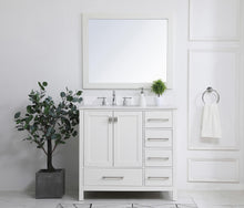 36 Inch Single Bathroom Vanity In White With Backsplash