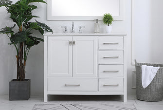 42 Inch Single Bathroom Vanity In White