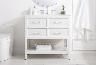 36 Inch Single Bathroom Vanity In White