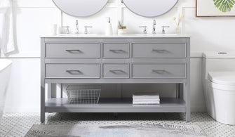 60 Inch Double Bathroom Vanity In Gray