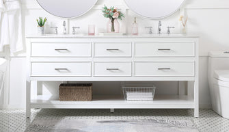 72 Inch Double Bathroom Vanity In White