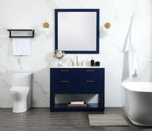 42 Inch Single Bathroom Vanity In Blue With Backsplash