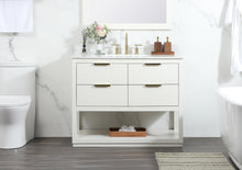 42 Inch Single Bathroom Vanity In White With Backsplash