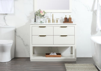42 Inch Single Bathroom Vanity In White With Backsplash