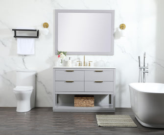 48 Inch Single Bathroom Vanity In Grey With Backsplash