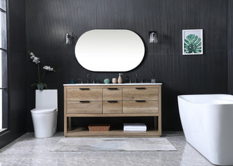 60 Inch Double Bathroom Vanity In Natural Oak