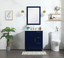 30 Inch Single Bathroom Vanity In Blue With Backsplash