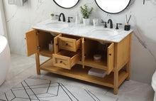 60 Inch Double Bathroom Vanity In Natural Wood
