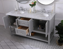 60 In. Double Sink Bathroom Vanity Set In Grey
