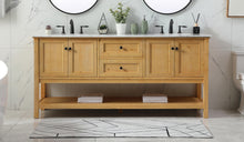 72 Inch Double Bathroom Vanity In Natural Wood
