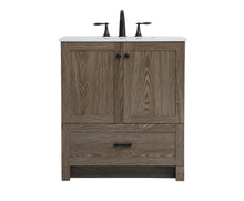 30 Inch Single Bathroom Vanity In Weathered Oak