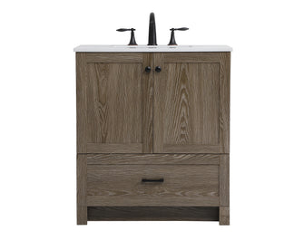 30 Inch Single Bathroom Vanity In Weathered Oak