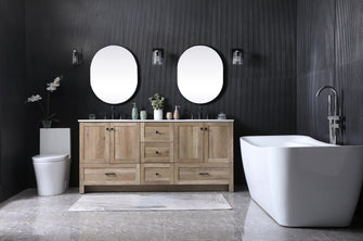 72 Inch Double Bathroom Vanity In Natural Oak