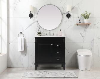 32 Inch Single Bathroom Vanity In Black With Backsplash