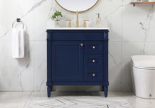 32 Inch Single Bathroom Vanity In Blue With Backsplash