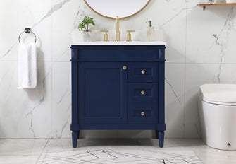 32 Inch Single Bathroom Vanity In Blue With Backsplash