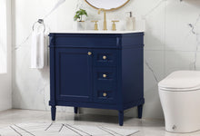 32 Inch Single Bathroom Vanity In Blue With Backsplash