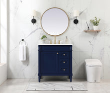 32 Inch Single Bathroom Vanity In Blue With Backsplash