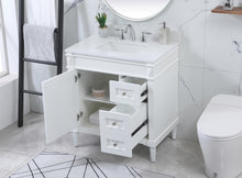 32 Inch Single Bathroom Vanity In White With Backsplash
