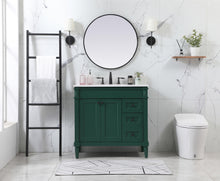 36 Inch Single Bathroom Vanity In Green With Backsplash