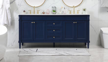 72 Inch Double Bathroom Vanity In Blue