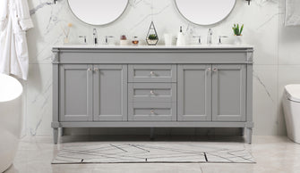 72 Inch Double Bathroom Vanity In Grey