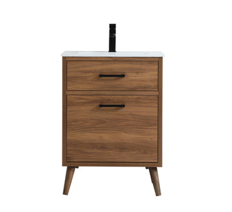 24 Inch Bathroom Vanity In Walnut Brown