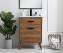 24 Inch Bathroom Vanity In Walnut Brown