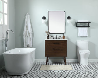 30 Inch Single Bathroom Vanity In Walnut With Backsplash