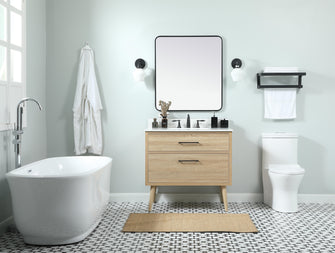36 Inch Single Bathroom Vanity In Mango Wood With Backsplash