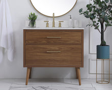 36 Inch Bathroom Vanity In Walnut Brown With Backsplash