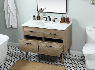 42 Inch Single Bathroom Vanity In Natural Oak With Backsplash