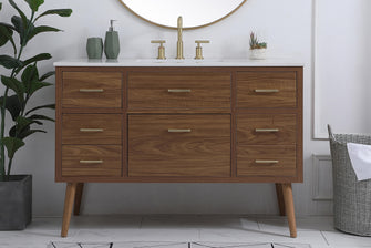 48 Inch Bathroom Vanity In Walnut Brown