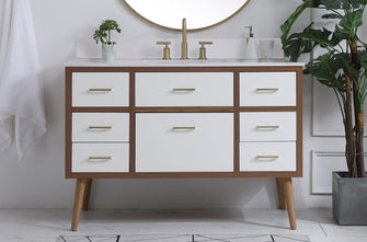 48 Inch Bathroom Vanity In White With Backsplash