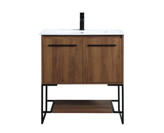 30 Inch Single Bathroom Vanity In Walnut Brown