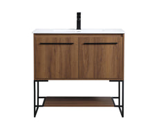 36 Inch Single Bathroom Vanity In Walnut Brown