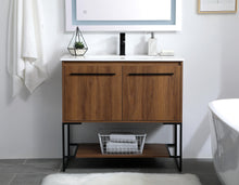 36 Inch Single Bathroom Vanity In Walnut Brown