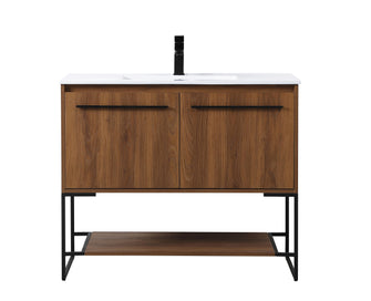 40 Inch Single Bathroom Vanity In Walnut Brown