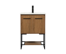 24 Inch Single Bathroom Vanity In Walnut Brown
