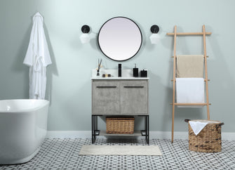 30 Inch Single Bathroom Vanity In Concrete Grey With Backsplash