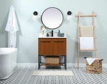 30 Inch Single Bathroom Vanity In Teak With Backsplash