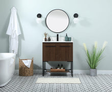 30 Inch Single Bathroom Vanity In Walnut With Backsplash