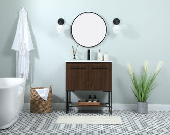 30 Inch Single Bathroom Vanity In Walnut