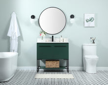 36 Inch Single Bathroom Vanity In Green With Backsplash