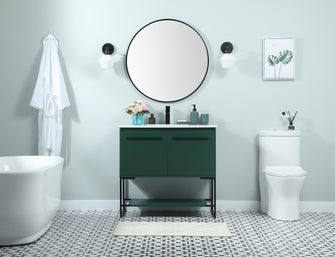 36 Inch Single Bathroom Vanity In Green