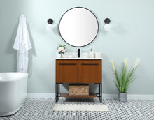 36 Inch Single Bathroom Vanity In Teak With Backsplash