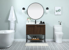 36 Inch Single Bathroom Vanity In Walnut With Backsplash