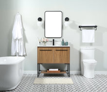36 Inch Single Bathroom Vanity In Walnut Brown With Backsplash