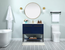 40 Inch Single Bathroom Vanity In Blue With Backsplash